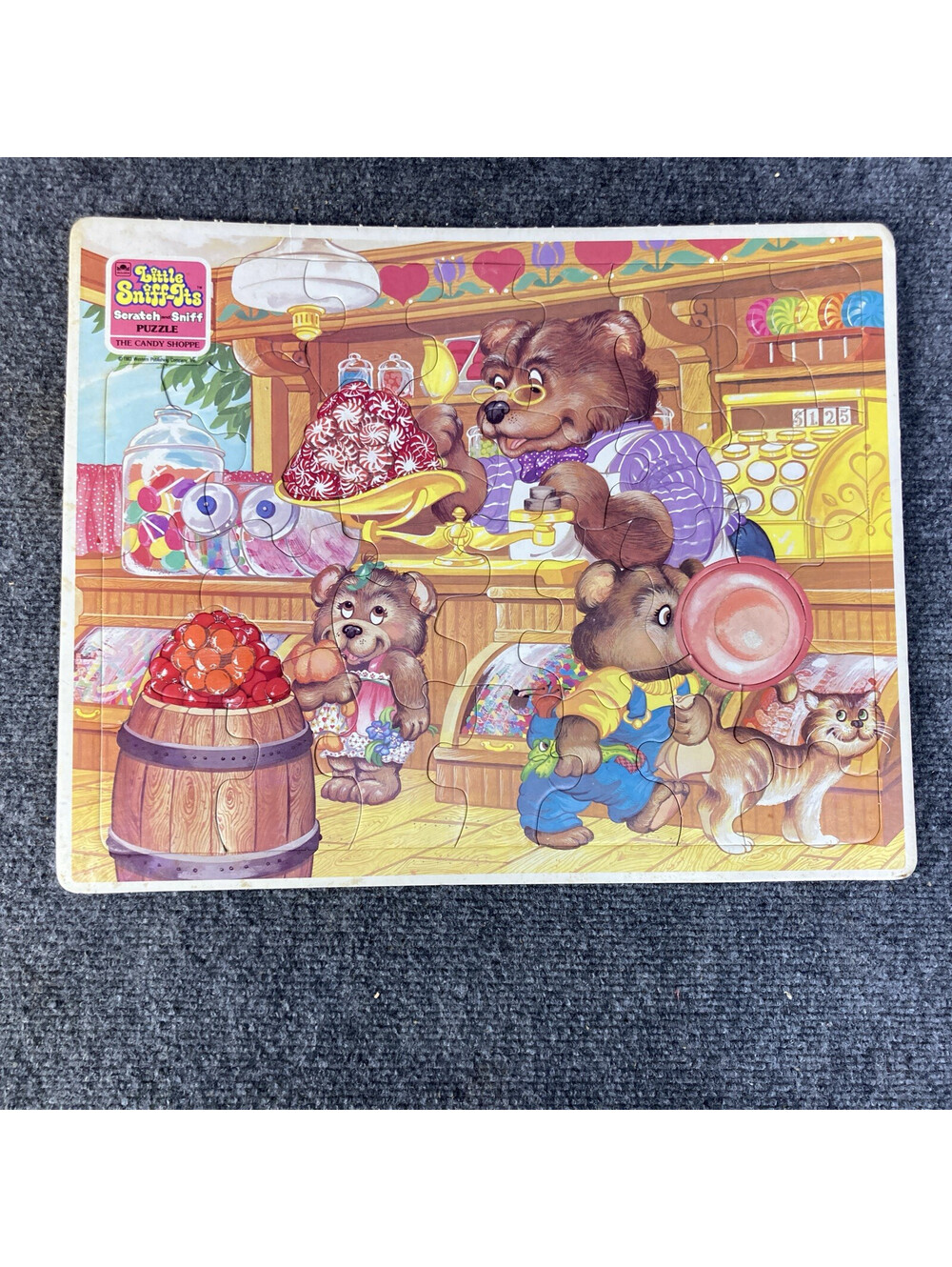 Vintage 1983 Little Sniff-It's The Candy Shoppe Scratch & Sniff Jigsaw Puzzle